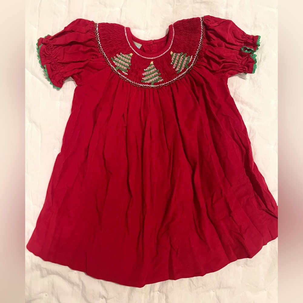 Velani 6m Christmas Tree Smocked Dress